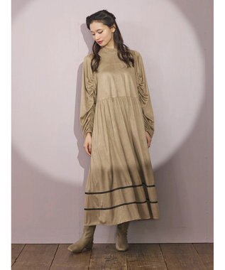 Green Parks ■ＥＳＣＡＲ　スエード調ギャザーキリカエワンピース Mocha