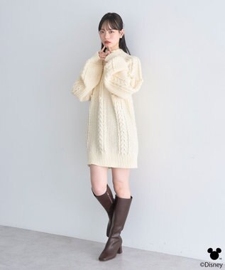 earth music&ecology 【予約】Disney/ポイントミッキーケーブルニット アイボリー