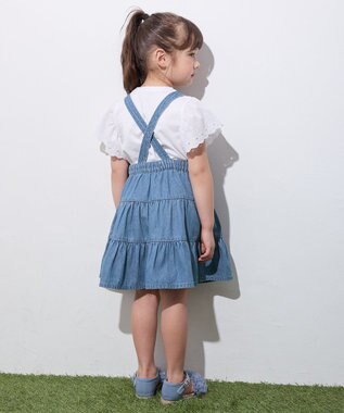 ANY KIDS ティアード デニムジャンパースカート ブルー