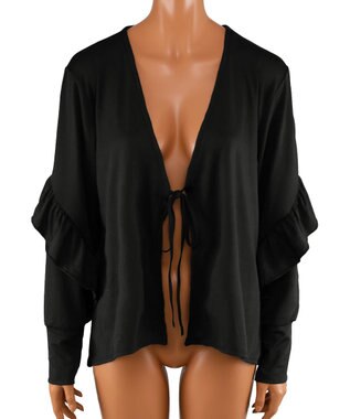 San-ai Resort（三愛水着楽園） 【UPF50＋】　フリル羽織り　M　　【San-ai Resort（サンアイリゾート）】 ブラック