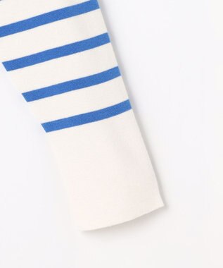 J.PRESS LADIES Rayon Stretch Border ニット オフ×ブルー×モカ系