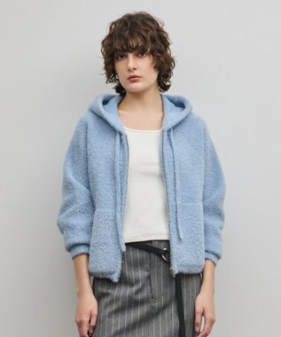 GRACE CONTINENTAL フェザーニットパーカー サックス