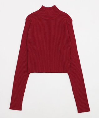 WEGO 【2025年秋冬新作】リブハイネックショートニット レッド