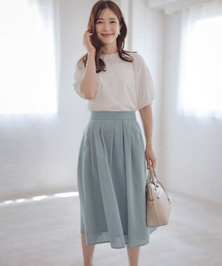 組曲 カラーボイル フレアスカート ミント系