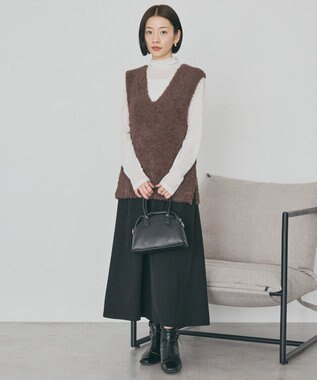 AMERICAN HOLIC 【選べる丈】ギャザーウールライクスカーチョ Black