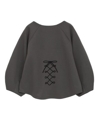 Green Parks ■ESCAR コルセットコード刺繍プルオーバー Charcoal Gray