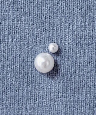 Tiaclasse 【洗える】パール付きニットチュニック ブルー