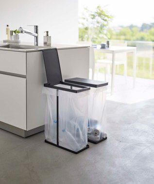 tower スリム蓋付き分別ゴミ袋ホルダー タワー 45L 2個組 ブラック ブラック