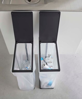 tower スリム蓋付き分別ゴミ袋ホルダー タワー 45L 2個組 ブラック ブラック