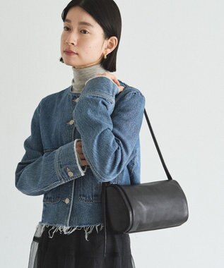 russet ソフトレザーロールショルダーバッグ(CE-1661) Black