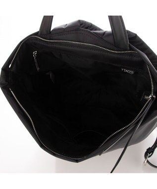 Y'SACCS リサイクルナイロン×カウレザー ラップリュック ブラック