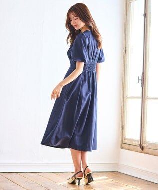 Feroux バルーンスリーブ ワンピース ネイビー系