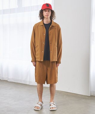 J.PRESS YORK STREET 【UNISEX】リネンライクイージーカーゴ ハーフパンツ ブラウン系