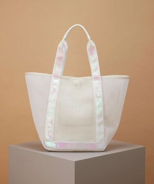 TOPKAPI 【TREASURE TOPKAPI】スパンコール ハンドル メッシュ トート バッグ オフ
