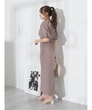 earth music&ecology 配色ステッチパフスリーブワンピース Black