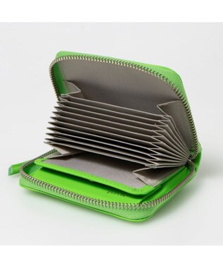 UNBILLION ペルケ perche / 蛍光レザーストラップ付き・ジャバラカードウォレット グリーン