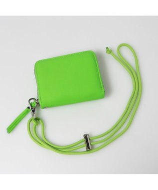 UNBILLION ペルケ perche / 蛍光レザーストラップ付き・ジャバラカードウォレット グリーン