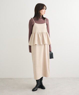 Green Parks スウェードポンチペプラムキャミワンピース Ivory