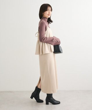 Green Parks スウェードポンチペプラムキャミワンピース Ivory