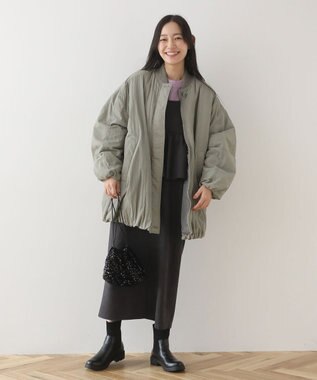 Green Parks スウェードポンチペプラムキャミワンピース Charcoal Gray