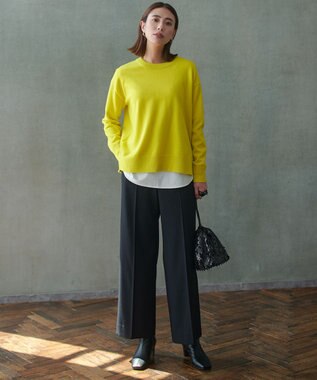 ICB 【洗える】 トリアセボディシェルピーチ ワイドパンツ ブラック系