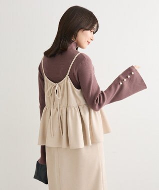 Green Parks スウェードポンチペプラムキャミワンピース Ivory