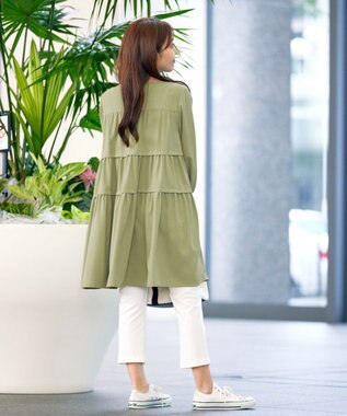Tiaclasse L 【洗える】ティアードチュニックブラウス ライトカーキ