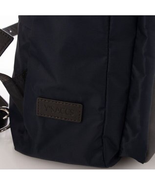 Y'SACCS リサイクルナイロン×カウレザー ラップリュック ネイビー