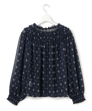 23区 【SLOW/一部店舗限定】クレープ フラワープリント ブラウス ネイビー系5