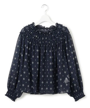 23区 【SLOW/一部店舗限定】クレープ フラワープリント ブラウス ネイビー系5