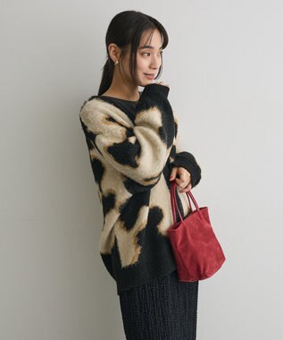 CRAFT STANDARD BOUTIQUE アニマルジャカードニットカーディガン Light Beige