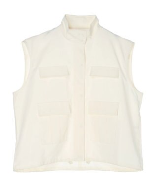 earth music&ecology ミリタリースタンドカラーベスト Off White