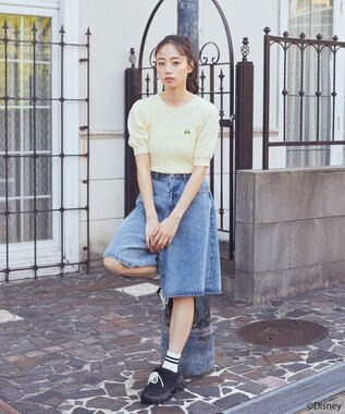 earth music&ecology Ｄｉｓｎｅｙ×Ｓｅｉｊｉ　Ｍａｔｓｕｍｏｔｏ刺繍ニット Yellow