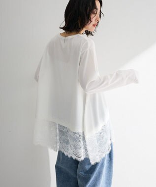 Green Parks 裾イレヘムレースドッキングプルオーバー Off White