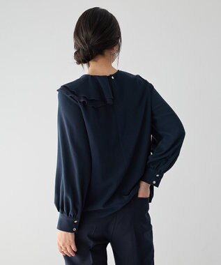 YECCA VECCA アシメラッフルブラウス Navy