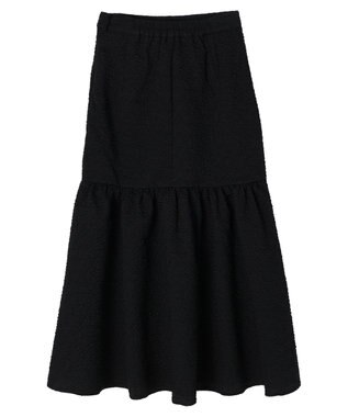 earth music&ecology エンボスフラワー　切替ボリュームスカート Black