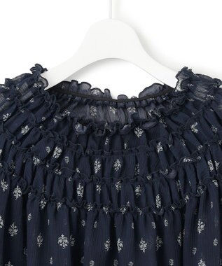 23区 【SLOW/一部店舗限定】クレープ フラワープリント ブラウス ネイビー系5