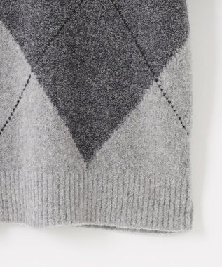 JOSEPH ABBOUD 【インポート素材/ソフトな肌触り/軽量】MOUSSE アーガイル クルーネック セーター ライトグレー系7