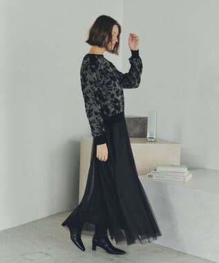 YECCA VECCA レイヤードチュールマーメイドスカート Charcoal Gray