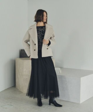 YECCA VECCA レイヤードチュールマーメイドスカート Charcoal Gray