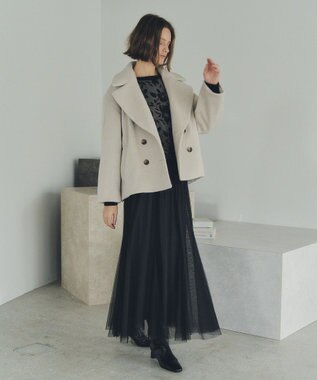 YECCA VECCA レイヤードチュールマーメイドスカート Charcoal Gray