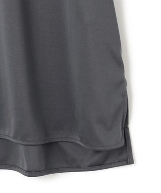 ICB L 【接触冷感・UVケア・洗える】シルケットスムースコンビ Tブラウスカットソー チャコール系