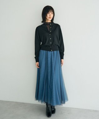 YECCA VECCA レイヤードチュールマーメイドスカート Blue