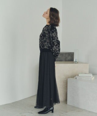 YECCA VECCA レイヤードチュールマーメイドスカート Charcoal Gray