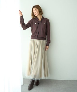 YECCA VECCA レイヤードチュールマーメイドスカート Beige