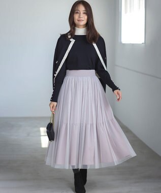 組曲 【WEB限定色あり】ELENA タートルネック ニット ブラック×オフ系1