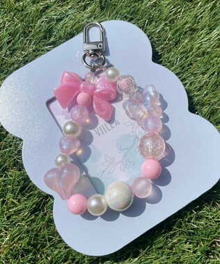 WEGO ビーズフープキーホルダーH ピンク