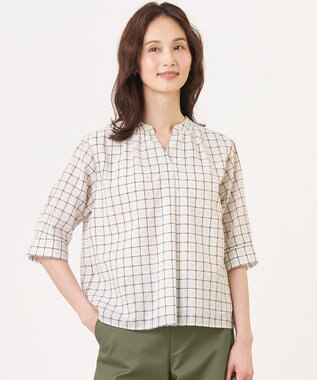 J.PRESS LADIES S シズルチェック バンドカラー カットソー