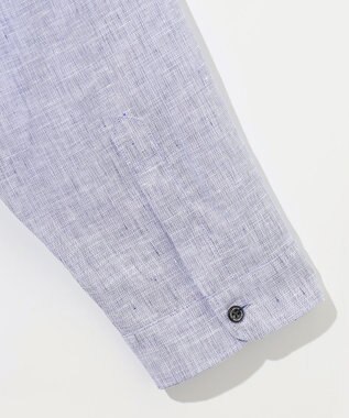 JOSEPH ABBOUD 【麻100％・軽い・涼しい】 モイスチャーリネンバンドカラーシャツ サックスブルー系
