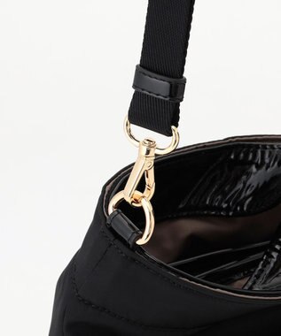 LA BAGAGERIE ツイルナイロン×エナメル 2WAYトートバッグ Mサイズ ブラック